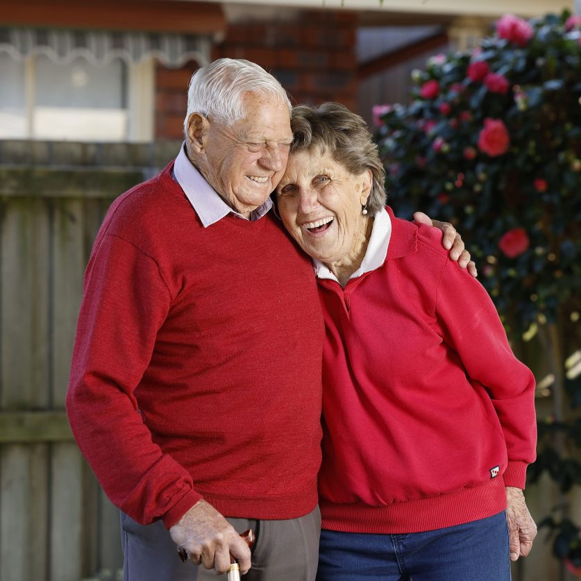 Customers in their garden